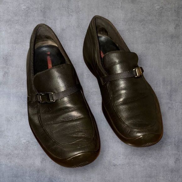 Prada Men's Black Leather Loafers - Picture 1 of 14